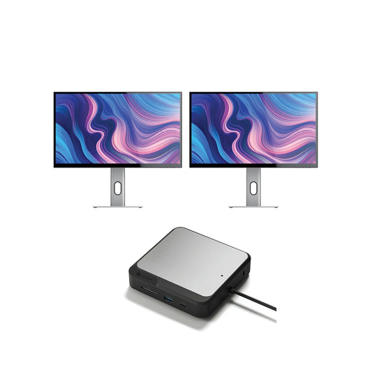 CLARITY 27” UHD 4K Monitor (Pack of 2) + Dual 4K Universal Docking Station – DisplayPort Edition