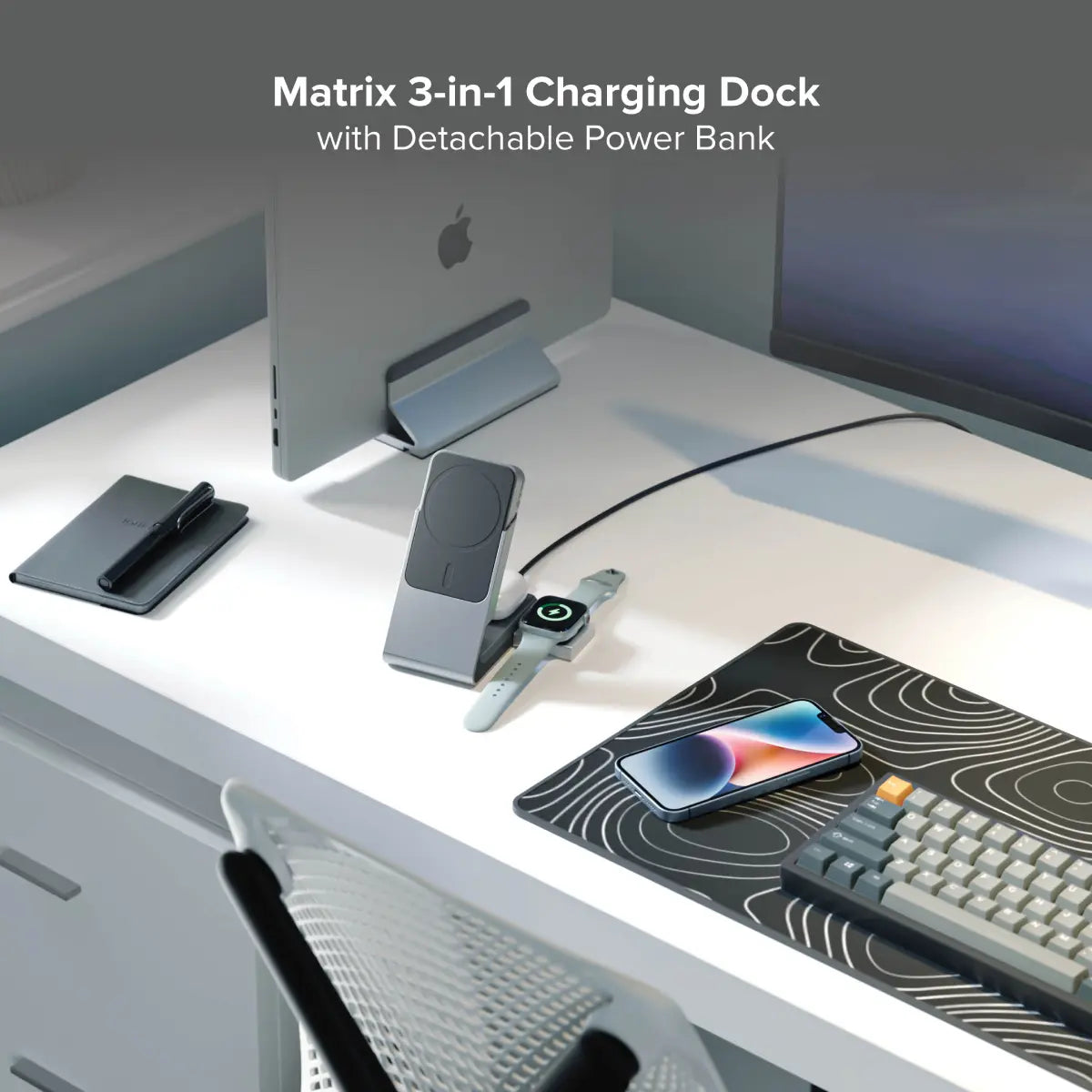 Matrix+ Flow 3-in-1 Charging Dock with Power Bank and Car Charger