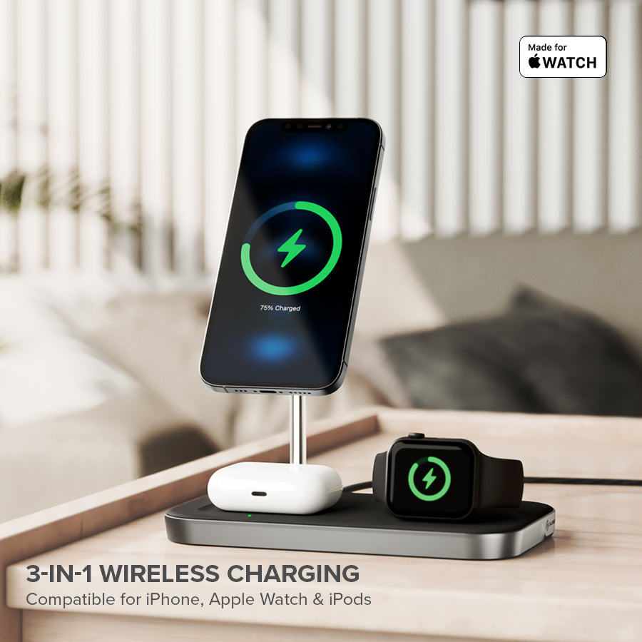 3-in-1 Wireless Charging Station - compatible for iphone, applw watch & iPods