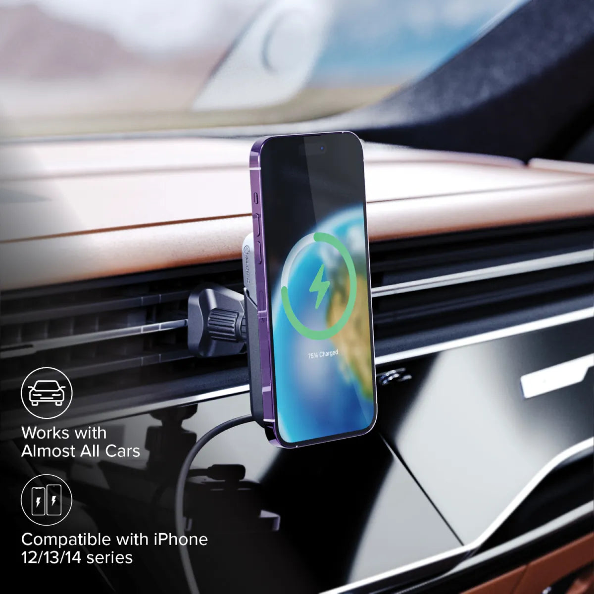 NUMBER ZERO 2.0 magnetic car vent phone mount holds your iPhone 12
